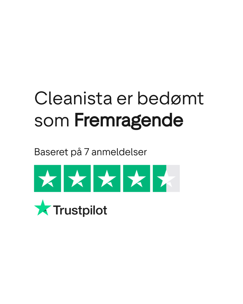 Cleanista er bedømt som Fremragende på Trustpilot